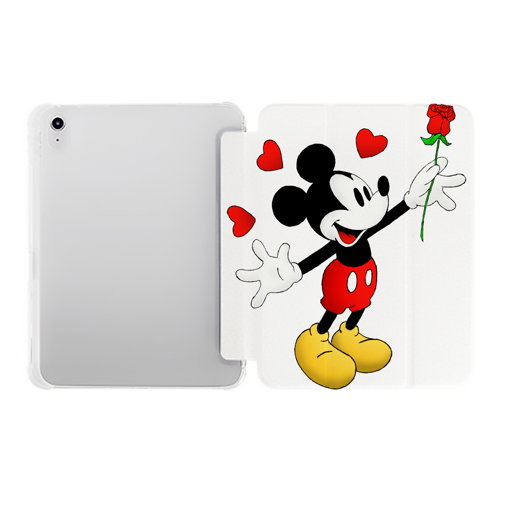 （画像用） ミッキーマウス Mickey Mouse IPad ケース ペン収納付き 三つ折りスタンド PUレザー×シリコン 対応機種9.5/10.5/10.9インチ